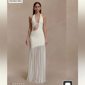 Meshki Cream Plunge Maxi Dress